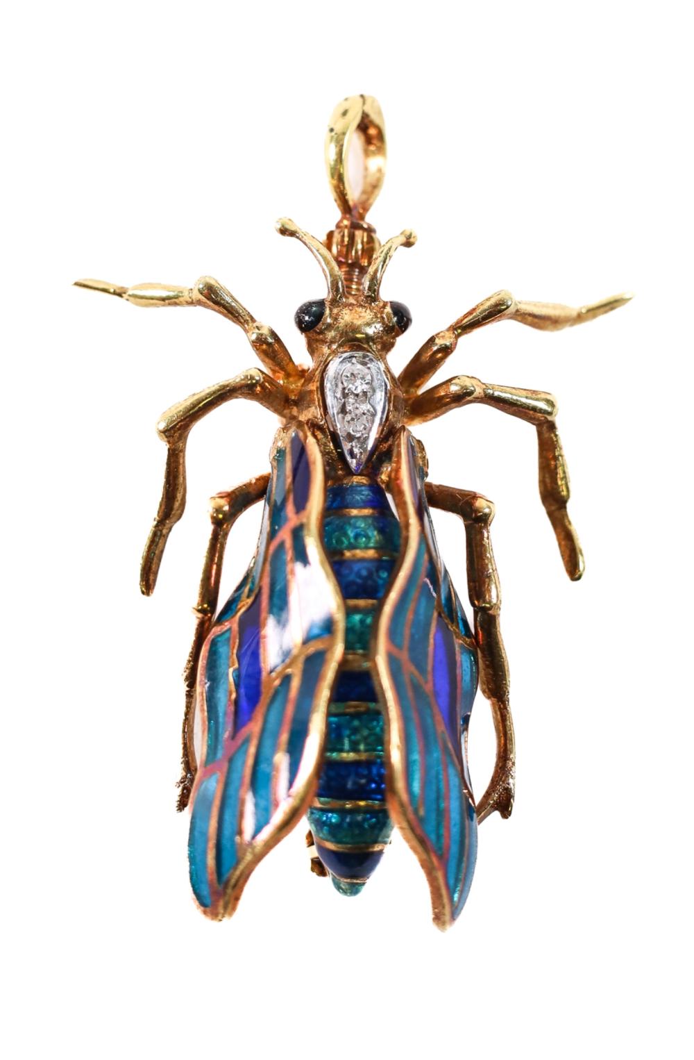 18K YG ENAMEL INSECT ARTICULATED