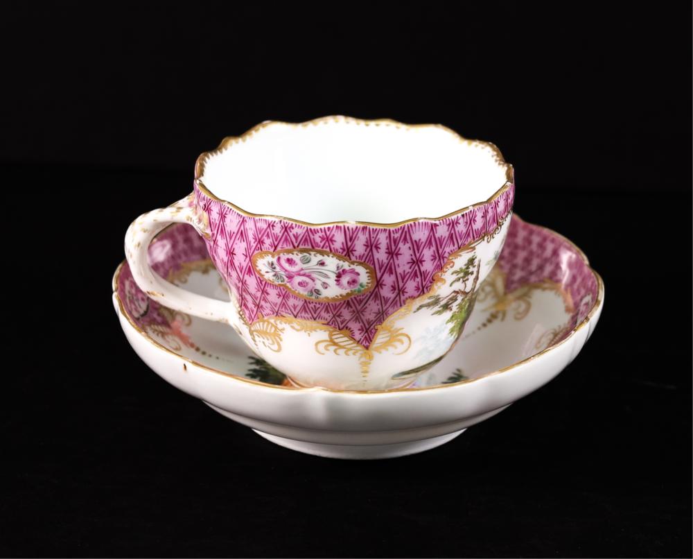 MEISSEN PORCELAIN CUP W/MATCHING