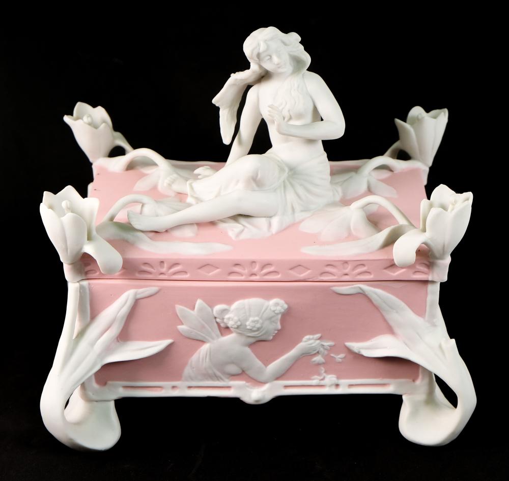 PINK & WHITE BISCUIT PORCELAIN FIGURAL