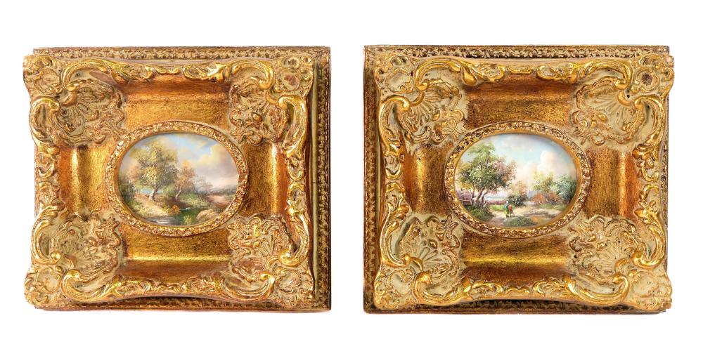 TWO FRAMED MINIATURE OIL LANDSCAPE 2ffef3