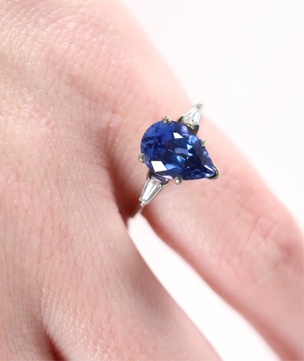 14K WG SAPPHIRE & DIAMOND RING,