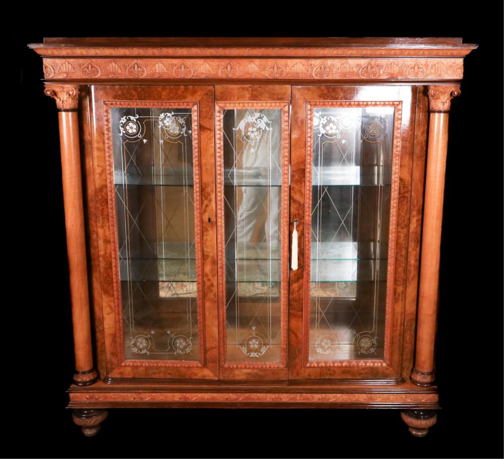 CUSTOM BURL GLASS DISPLAY CABINETCustom 2fffa8