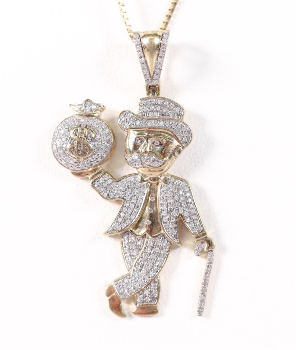 14K 10K YG DIAMOND MONEY MAN PENDANT 2ffff8