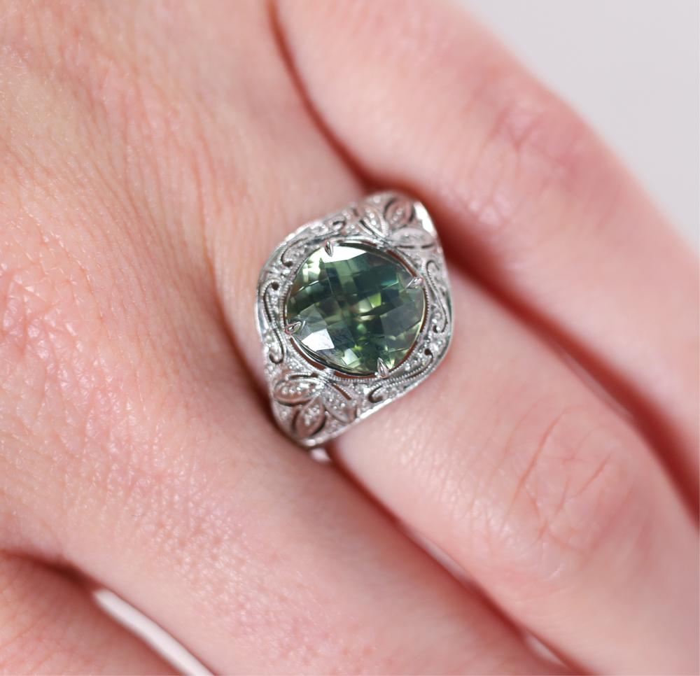 ART DECO PLATINUM 3CT GREEN TOURMALINE 300020