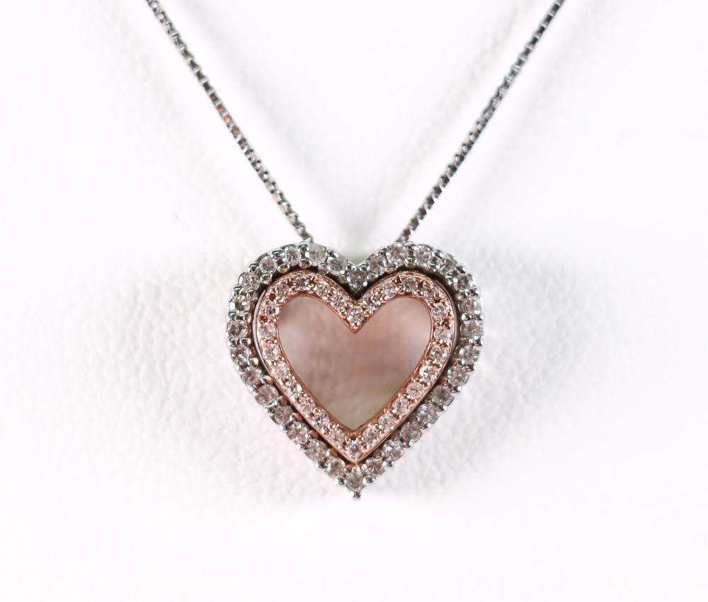 BI COLOR GOLD DIAMOND HEART PENDANT 300032