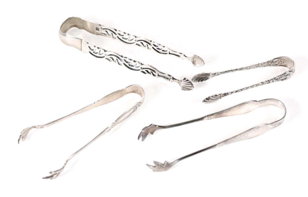 GROUP, FOUR SILVER TONGS - 2 STERLINGGroup