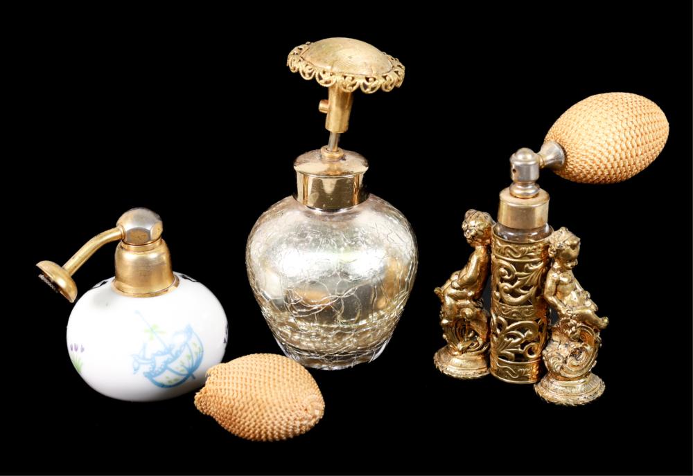 GROUP, THREE VINTAGE PERFUME ATOMIZERSGroup