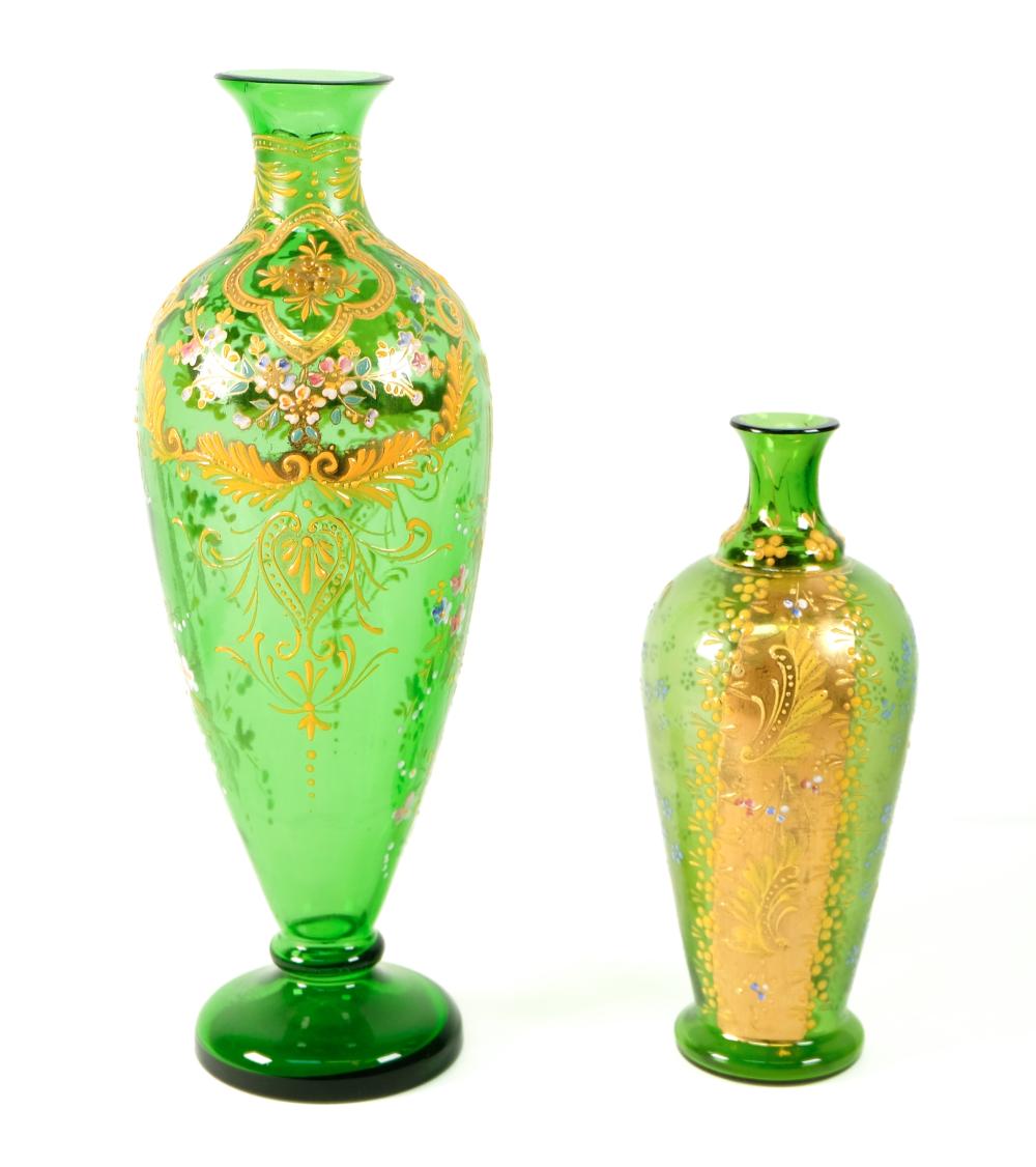 TWO CZECH BOHEMIAN ART GLASS GILT 300077