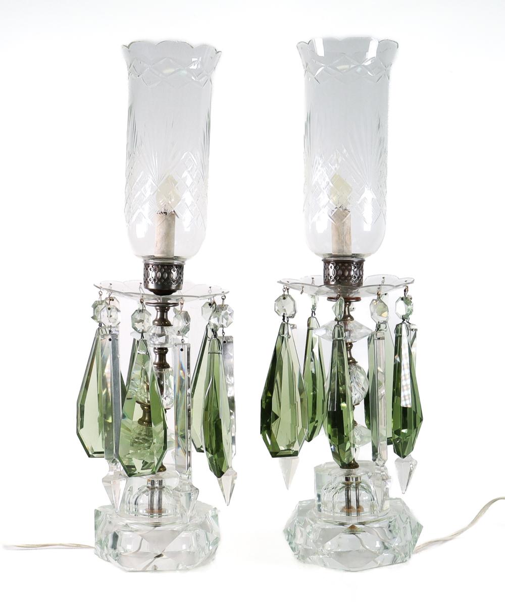 PAIR, VINTAGE CRYSTAL TABLE LAMPS