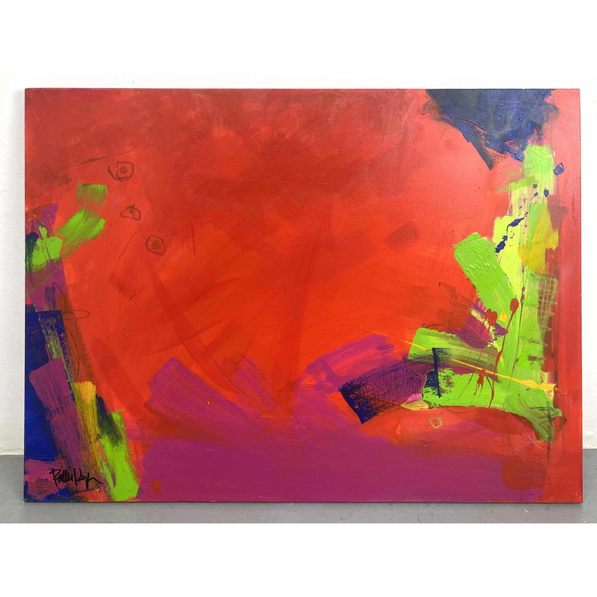 Signed Brightly Colored Abstract 30014d
