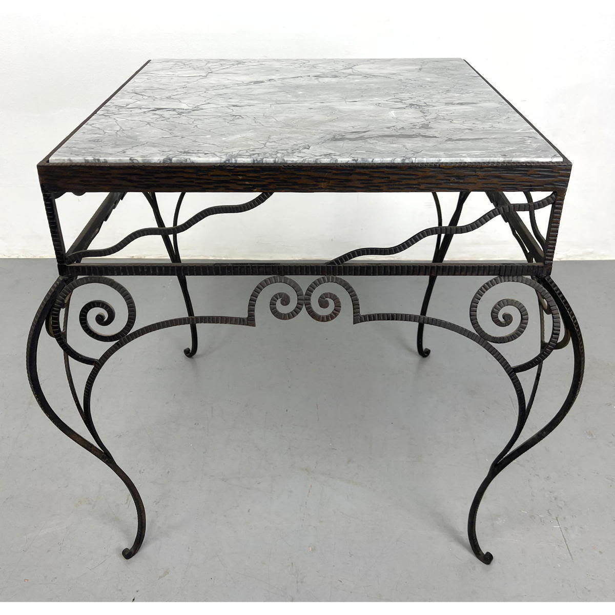 French Hand-wrought iron and marble
