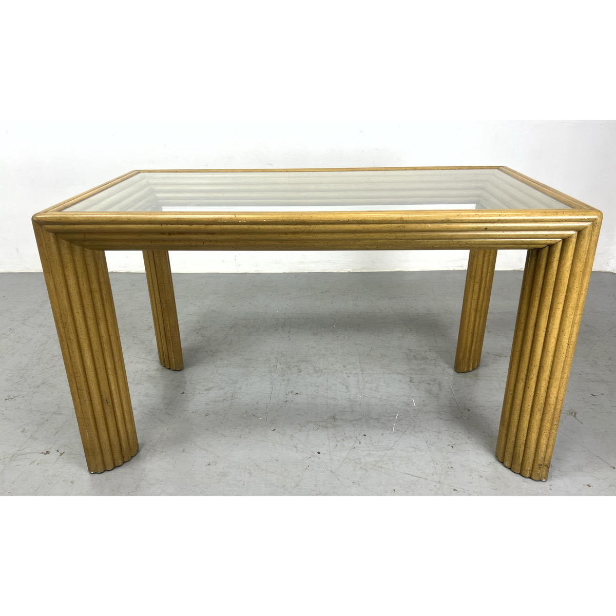 Glass Top Console Hall Table. Reeded