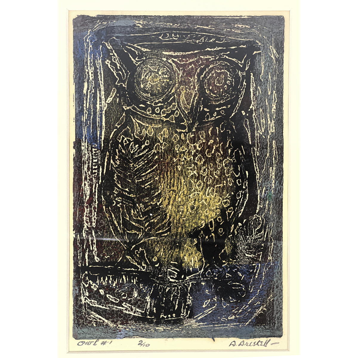 DAVID C DRISKELL "Owl #1" Print.