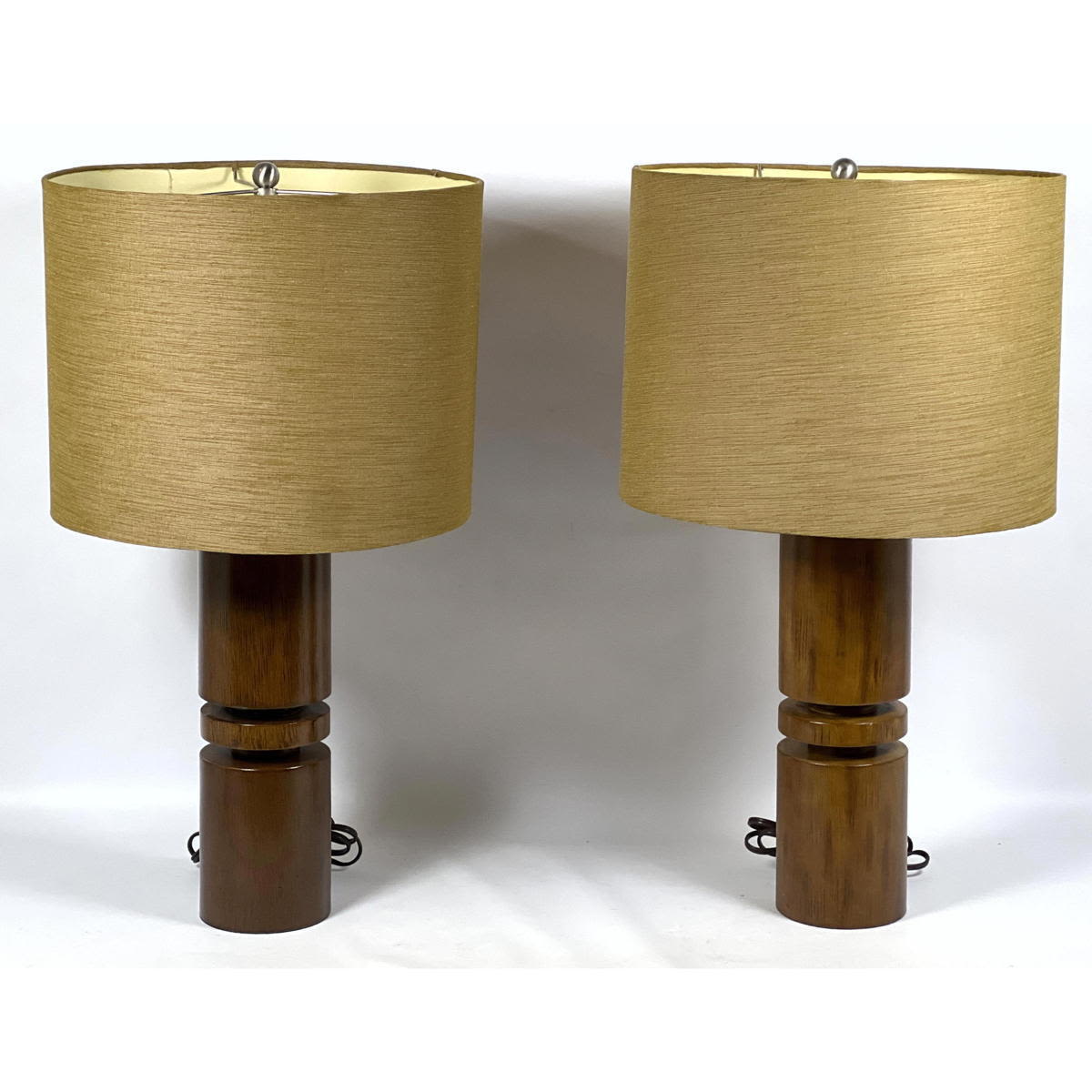 Pair Modernist Stack Wood Cylinder 300200