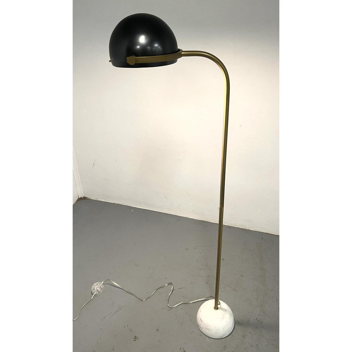 Modernist Brass Floor Lamp. Marble