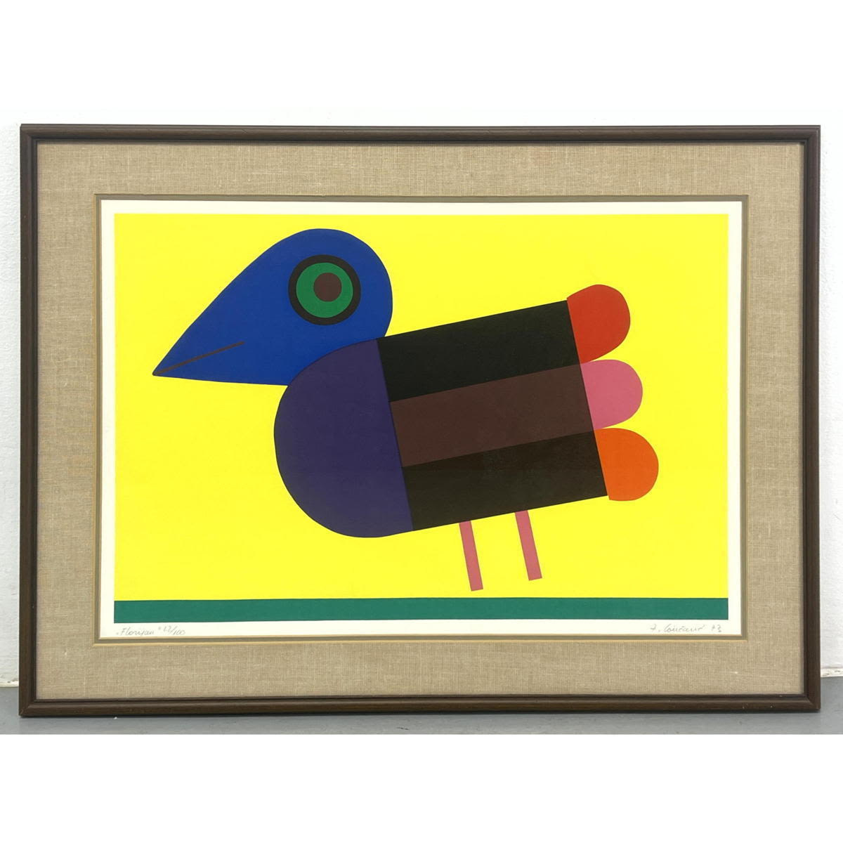 Signed Colorful Bird Modernist 300259