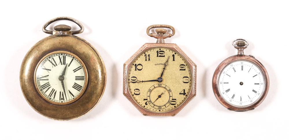 LOT OF VINTAGE BRASS TONED POCKET WATCHESLot