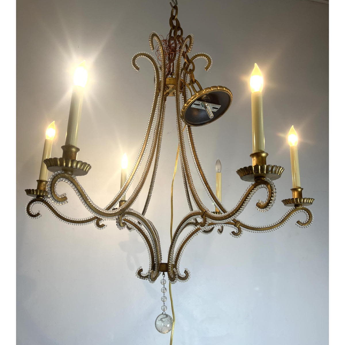 Vintage Gilt Iron Hanging Chandelier  300335