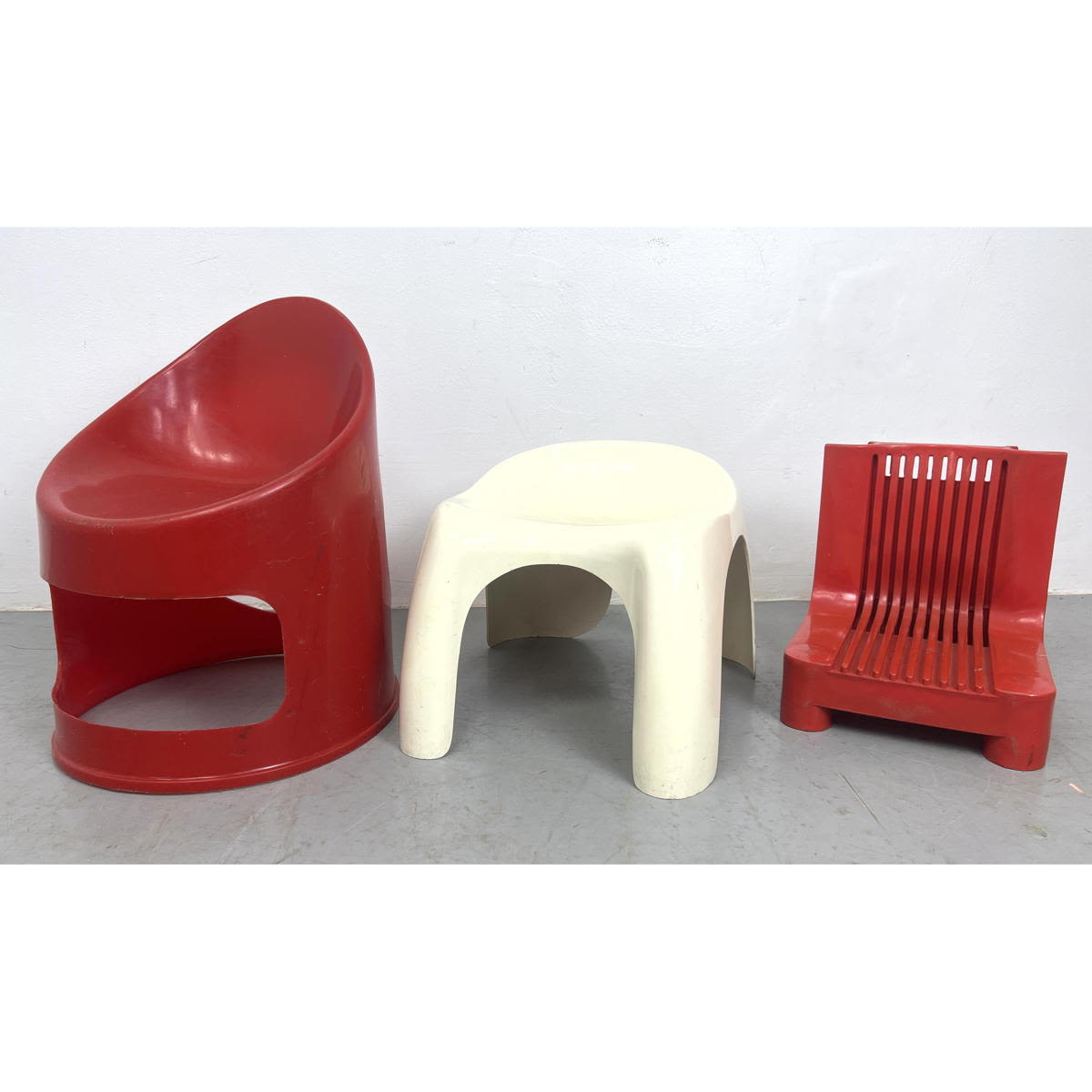 3 plastic child's chairs. Molded