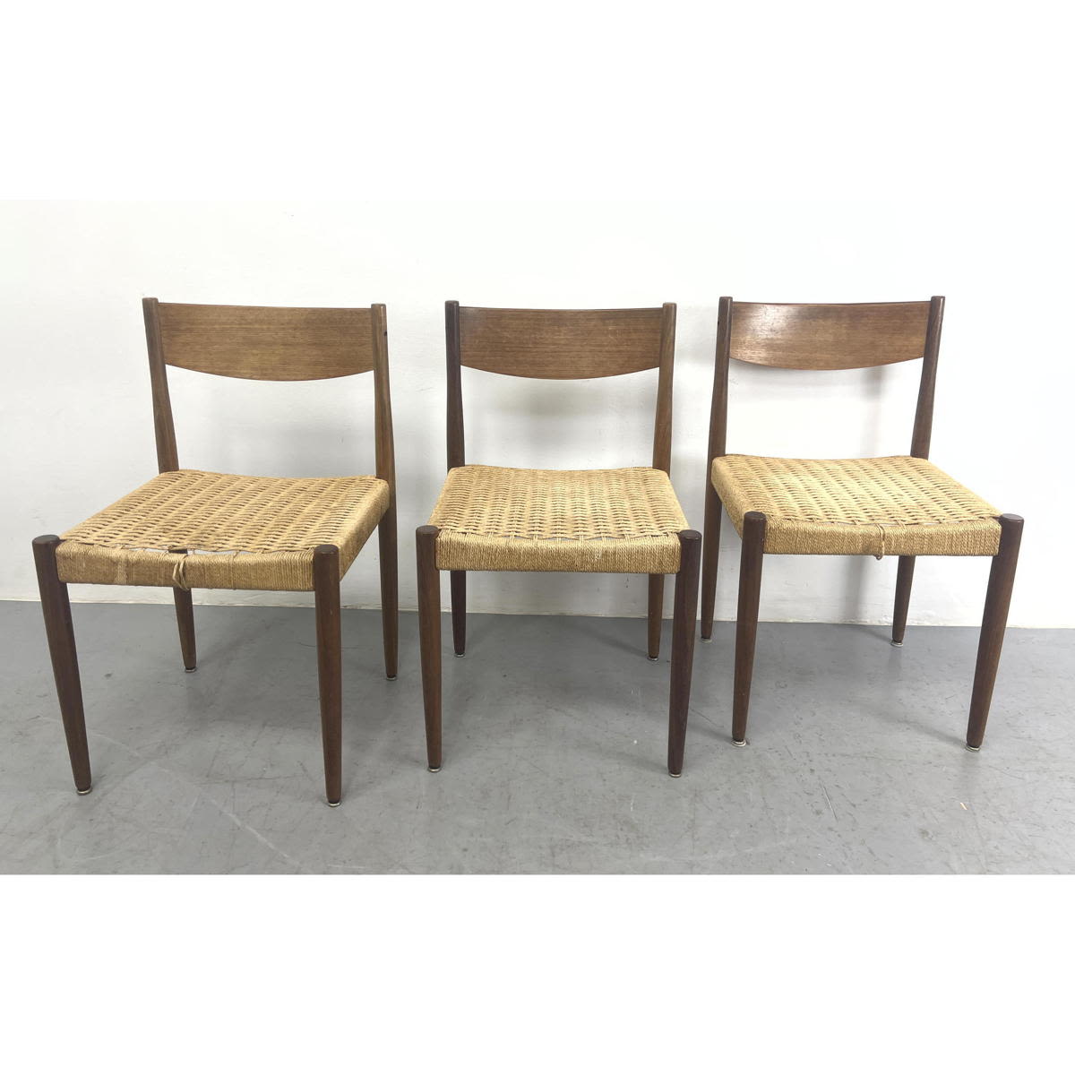 3pc Danish Modern Teak Dining Chairs.