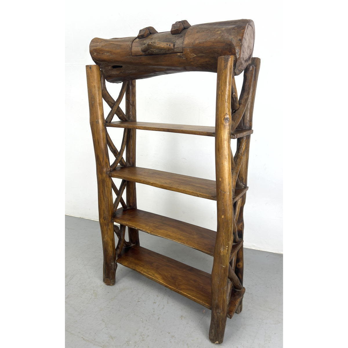 Rustic Log Construction Book Shelf  3003d6