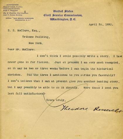 1 piece.  Typed Letter Signed. Roosevelt,