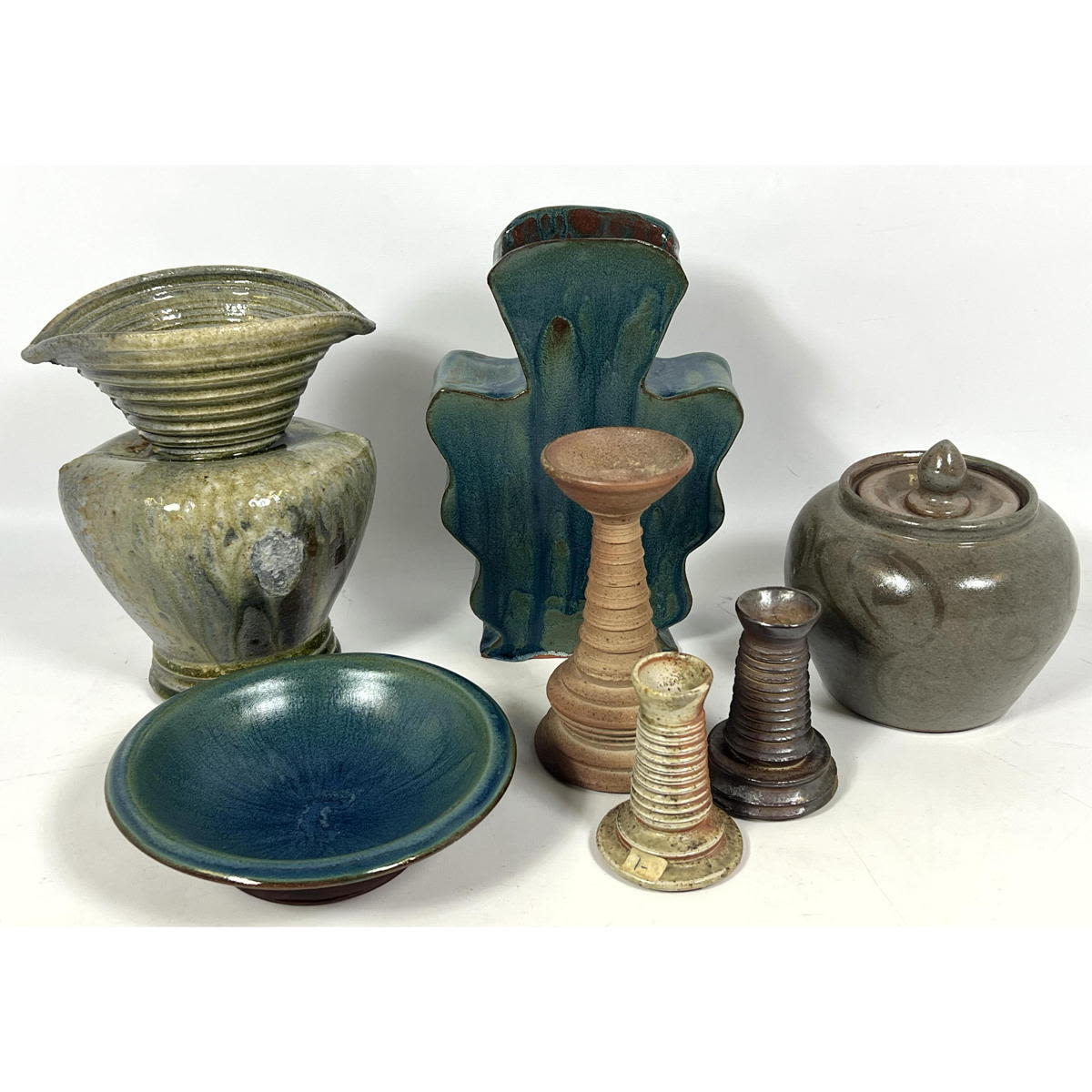 7pc Collection MCM Glazed Pottery  30041b