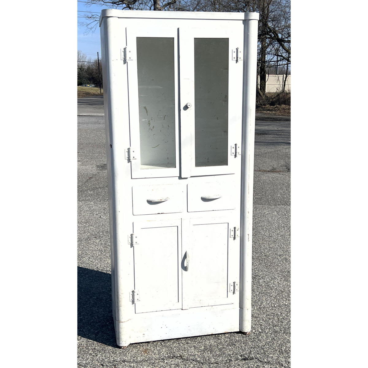 White Painted Metal Medical Cabinet.