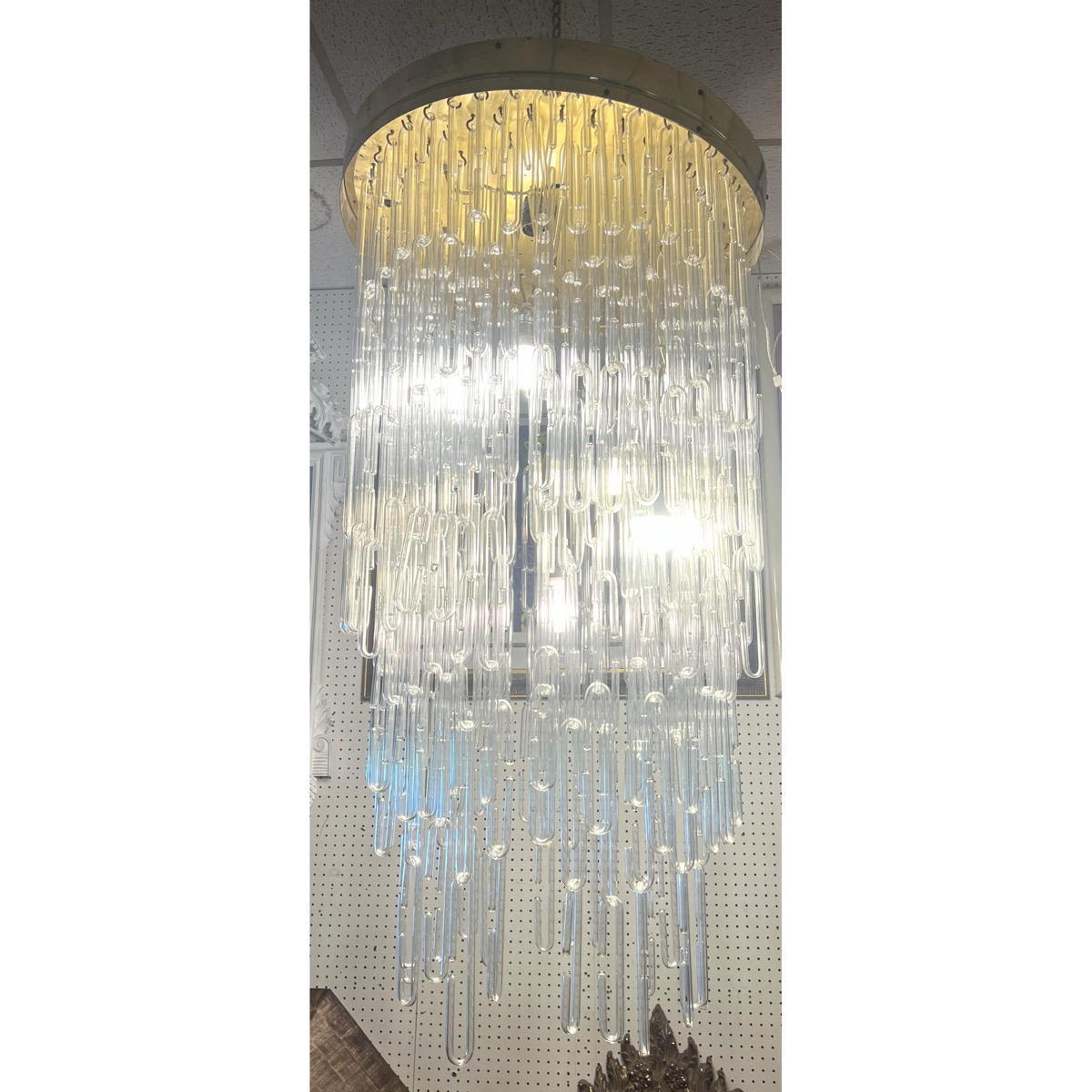 Large Camer style Glass Tube Chandelier.