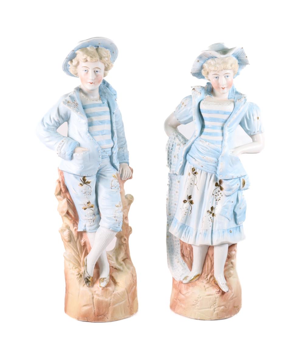 PAIR, VINTAGE BISQUE PORCELAIN