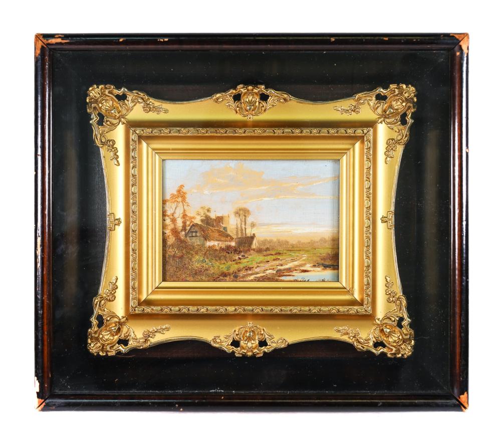 MINIATURE VINTAGE LANDSCAPE PAINTING 30053d