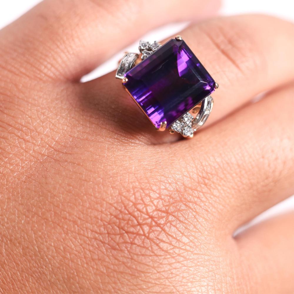 18K YG AND PLATINUM AMETHYST RINGPlatinum