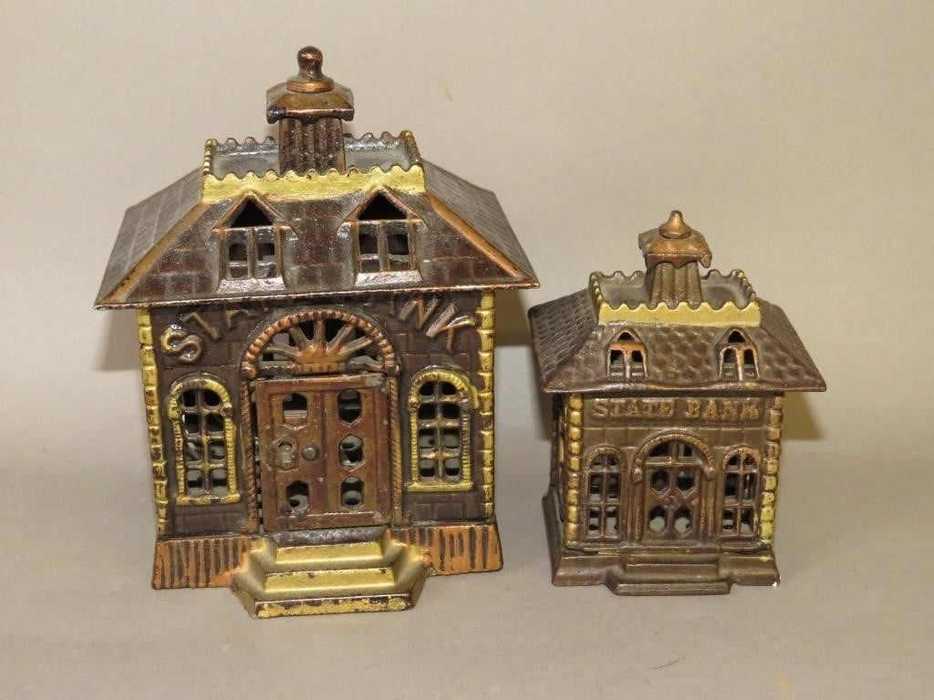 2 "STATE BANK" CAST IRON BUILDING