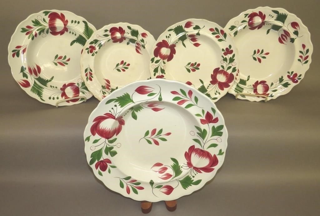 GROUP OF 5 EARLY ADAMS ROSE PATTERN