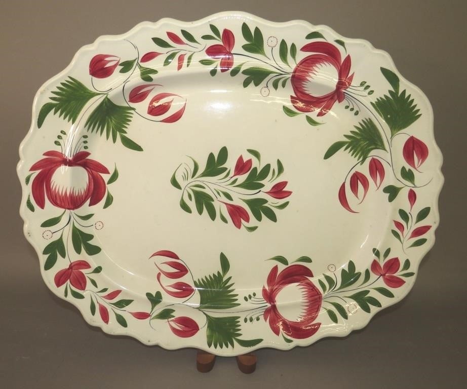 LARGE EARLY ADAMS ROSE PATTERN OVAL