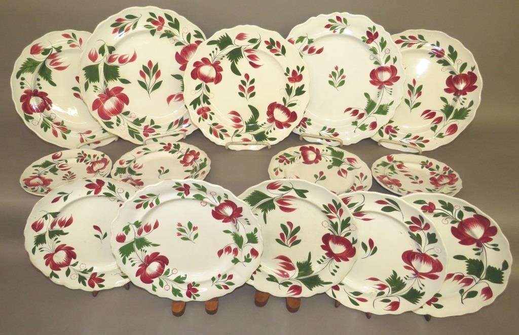 GROUP OF 14 EARLY ADAMS ROSE PATTERN