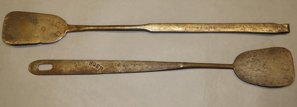 2 SIGNED WROUGHT IRON SPATULASca.