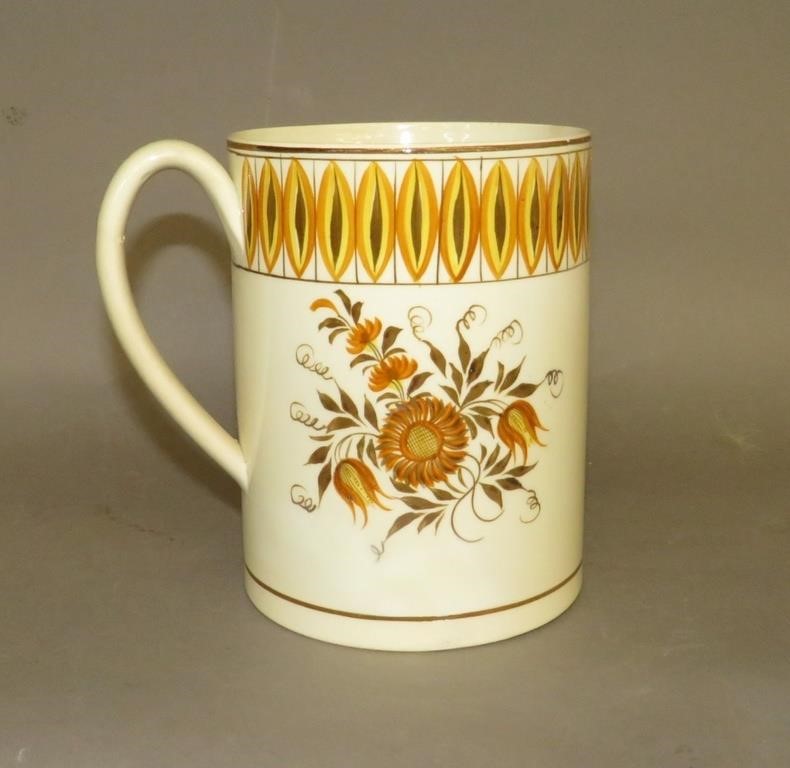 LARGE CREAMWARE FLORAL DECORATED