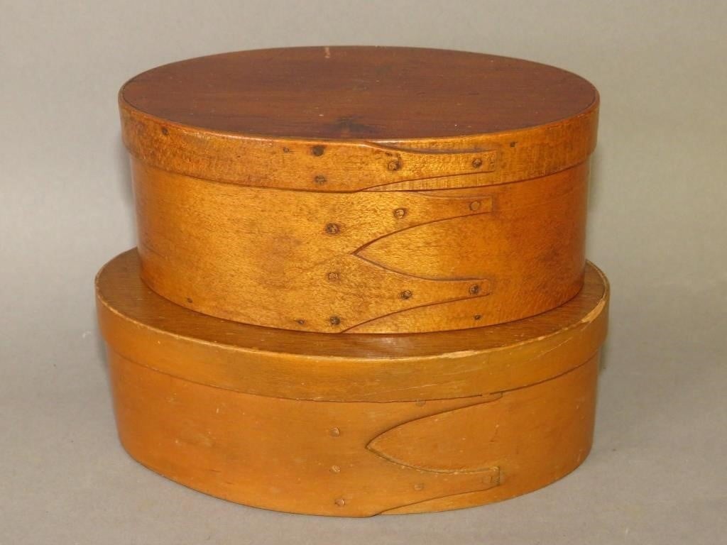 2 SHAKER TYPE OVAL BENTWOOD BOXESca  3006f6