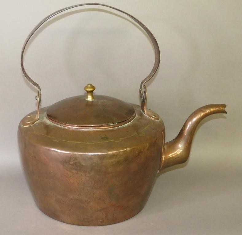 UNSIGNED COPPER GOOSENECK TEA KETTLEca  300702