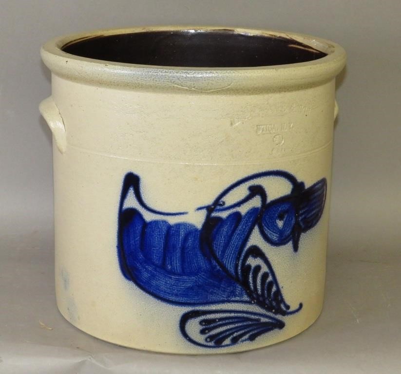 3 GALLON COBALT DECORATED STONEWARE