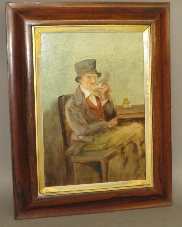 OIL ON BOARD T. JOHNSONca. 1890; a seated