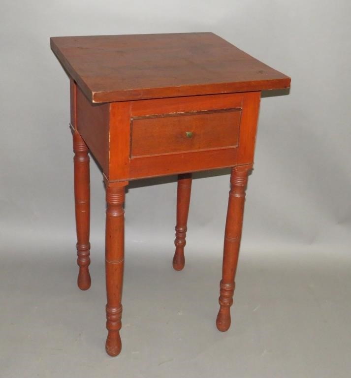 ONE DRAWER STANDca. 1840; mixed wood