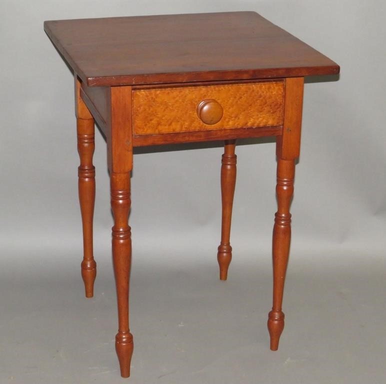 ONE DRAWER STANDca. 1820; mixed wood