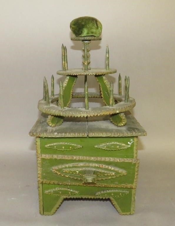 TRAMP ART SEWING BOXca. 1890-1920;