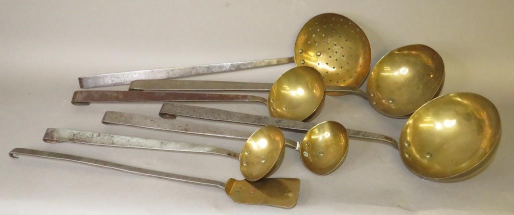 7 PC BRASS IRON UTENSIL SETca  300770