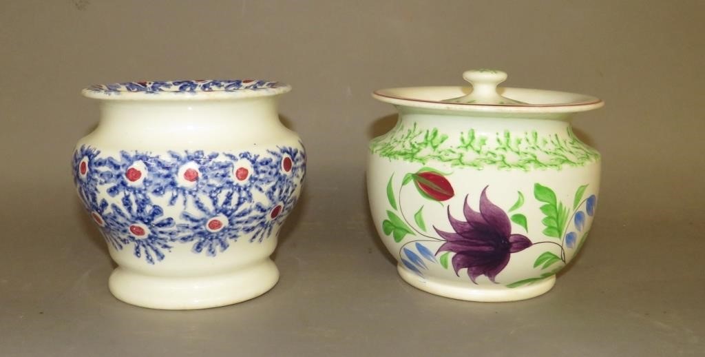 2 STICK SPATTER SUGAR BOWLSca. 1850;