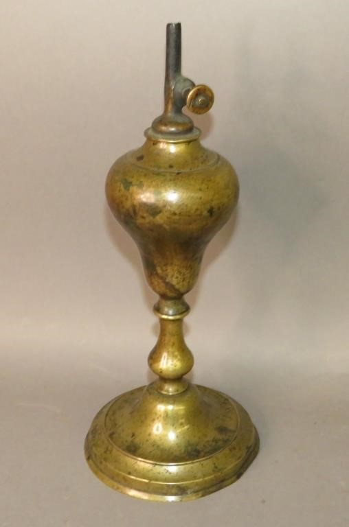 BRASS WHALE OIL LAMPca 1840 1860  300797