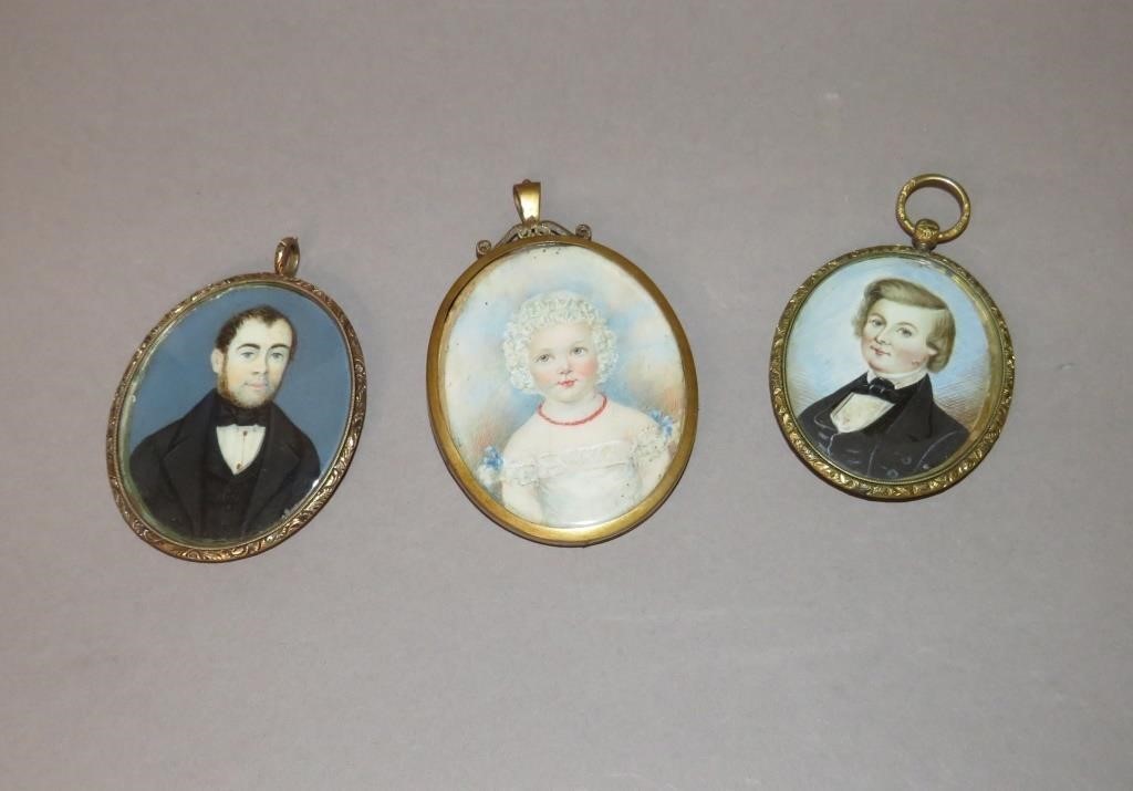 3 PORTRAITS ON IVORYca. 1810; three