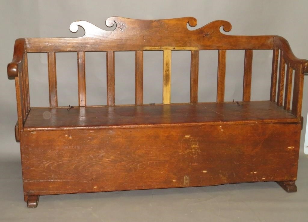 SETTEE/WOOD CHESTca. 1770; in softwood